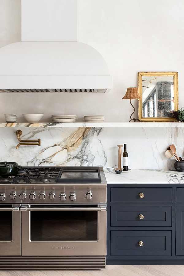 How Athena Calderone Created Her 20' Marble Floating Kitchen Shelf